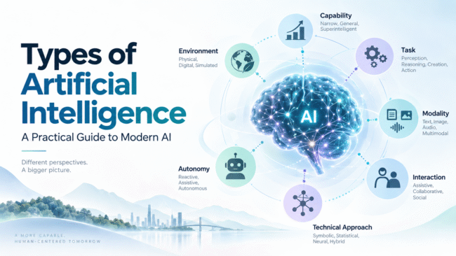 Types of artificial intelligence and modern AI classification framework