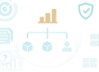 Editorial illustration of a governed Power BI semantic model connecting business dimensions with approved measures, clear metadata, secure access, and natural-language analysis.