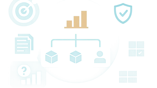 How to Prepare a Power BI Semantic Model for AI and Copilot Editorial illustration of a governed Power BI semantic model connecting business dimensions with approved measures, clear metadata, secure access, and natural-language analysis.
